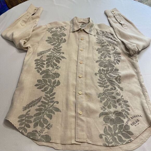 Tommy Bahama Linen Long Sleeve Button Up Shirt Size Medium - Picture 10 of 12